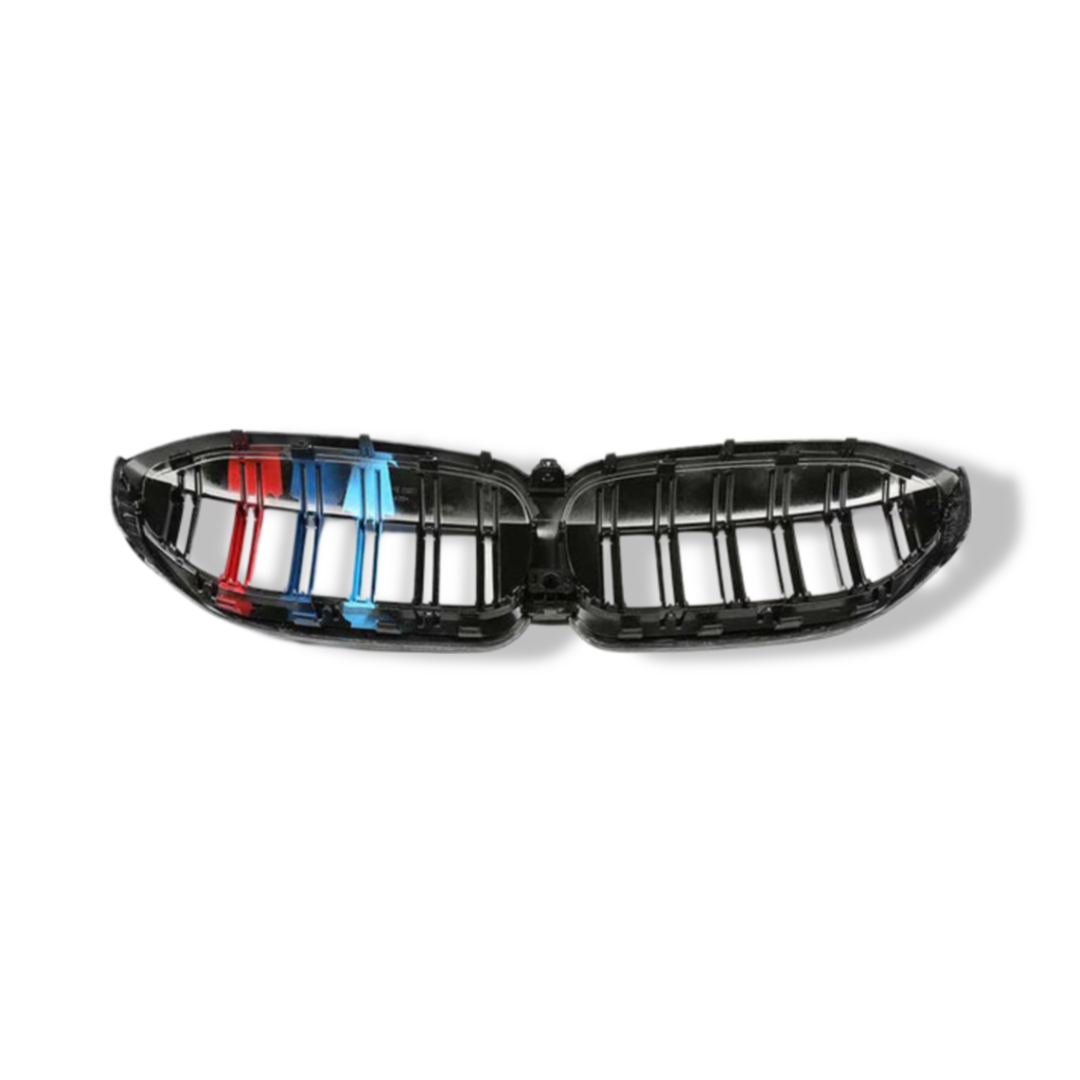Gloss Black Dual Slat Front Grilles - BMW G20 / G28 3 Series